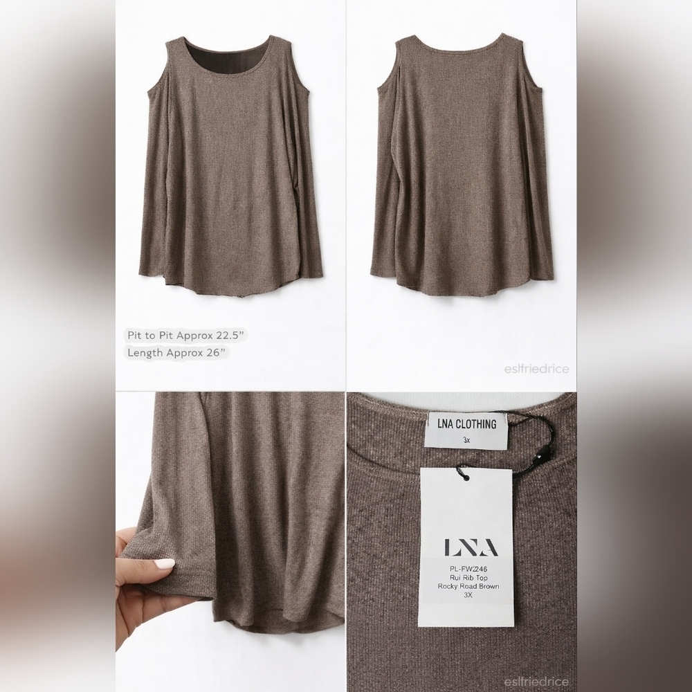 LNA Clothing Rui Rib Long Sleeve Top Size 3X - Picture 3 of 10
